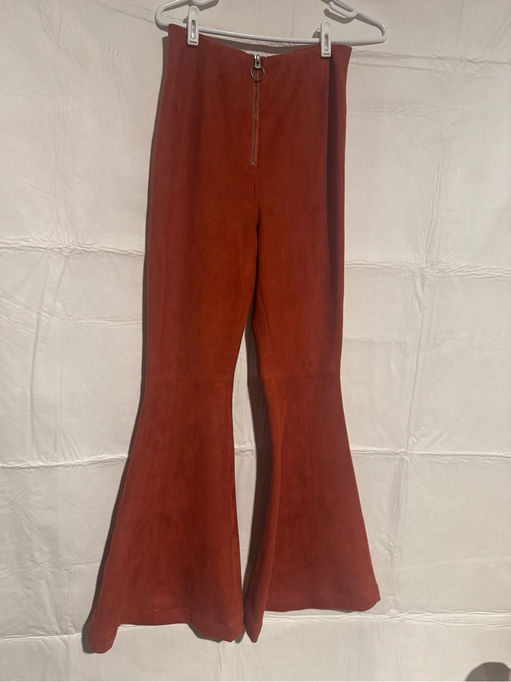 Free People Rust Red Faux Suede Bell Bottom Pants